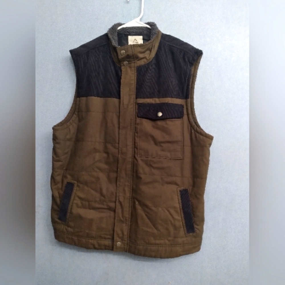 Alpine Design‎ Two-Tone Quilted Outdoor Vest Workwear Brown & Black Large